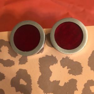 Red Clip-On Circle Earrings